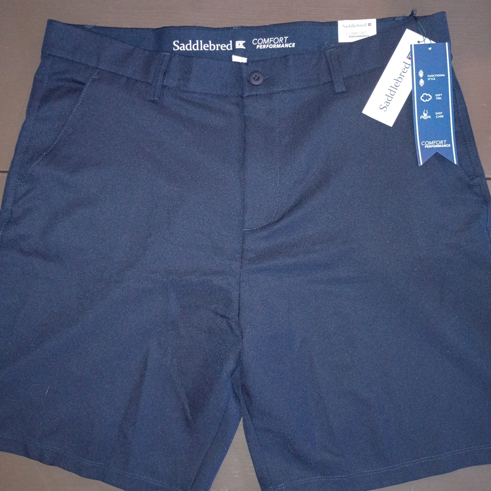 Saddlebred Men's Dark Blue Flat Front Shorts 38" NEW with Tags.